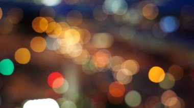 Bulanıklık Hong Kong şehir gecesi; Gece Hong Kong City bokeh görünümü