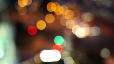 Bulanıklık Hong Kong şehir gecesi; Gece Hong Kong City bokeh görünümü