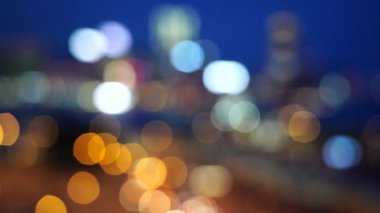 Bulanıklık Hong Kong şehir gecesi; Gece Hong Kong City bokeh görünümü