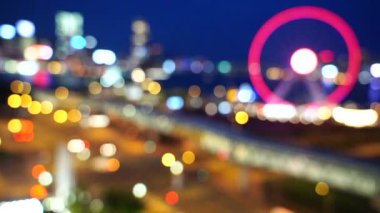 Bulanıklık Hong Kong şehir gecesi; Gece Hong Kong City bokeh görünümü
