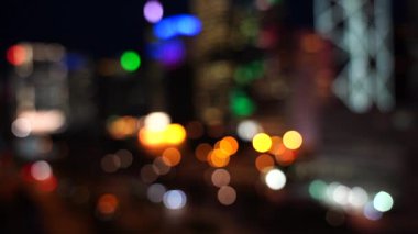 Bulanıklık Hong Kong şehir gecesi; Gece Hong Kong City bokeh görünümü