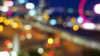 Bulanıklık Hong Kong şehir gecesi; Gece Hong Kong City bokeh görünümü