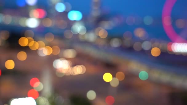 Hong Kong City Night Blur Bokeh Uitzicht Hong Kong City — Stockvideo