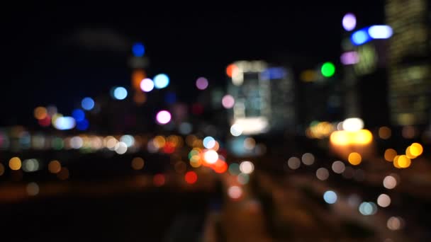 Hong Kong City Night Unscharf Bokeh Ansicht Von Hong Kong — Stockvideo