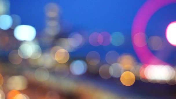 Hong Kong City Night Blur Bokeh Uitzicht Hong Kong City — Stockvideo