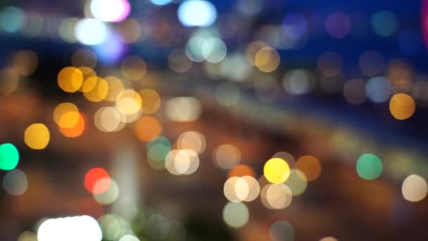 Hong Kong Nuit Dans Flou Bokeh Vue Ville Hong Kong — Video