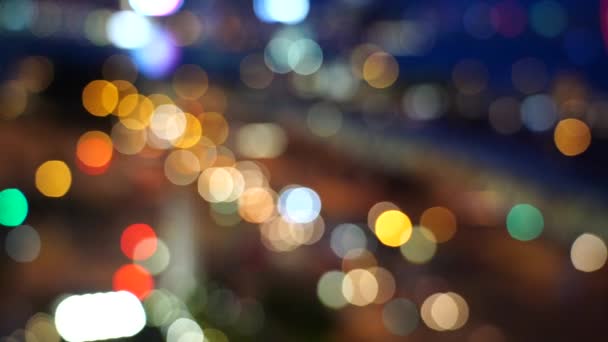 Hong Kong Nuit Dans Flou Bokeh Vue Ville Hong Kong — Video