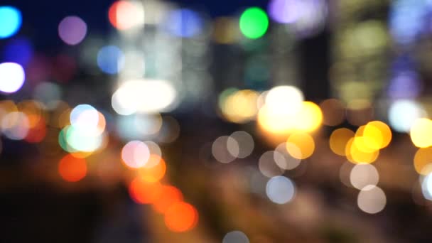 Bulanıklık Hong Kong Şehir Gecesi Gece Hong Kong City Bokeh — Stok video