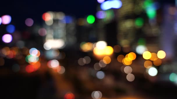 Hong Kong City Night Blur Bokeh Uitzicht Hong Kong City — Stockvideo