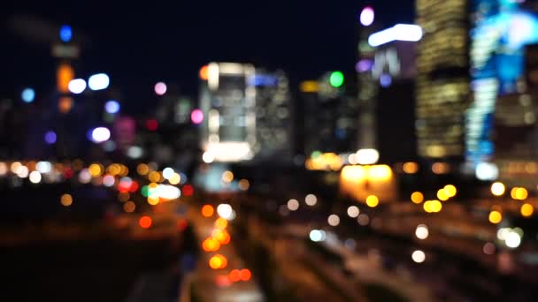 Noche Ciudad Hong Kong Borrosa Vista Bokeh Ciudad Hong Kong — Vídeo de stock