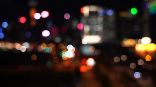 Hong Kong City Night Blur Bokeh Uitzicht Hong Kong City — Stockvideo