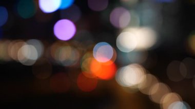 Bulanıklık Hong Kong şehir gecesi; Gece Hong Kong City bokeh görünümü
