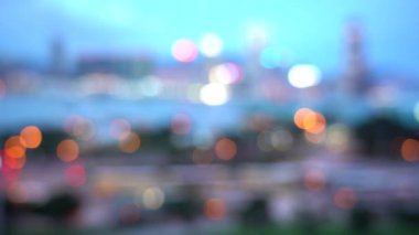 Bulanıklık Hong Kong şehir gecesi; Gece Hong Kong City bokeh görünümü