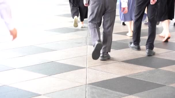 Hong Kong China June 2019 Slow Motion People Walking Suspended — Stock Video