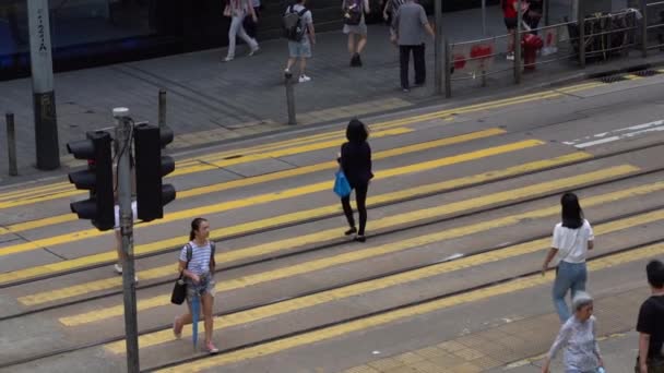 Hong Kong China Abril 2019 Movimiento Lento Calles Ocupadas Del — Vídeos de Stock