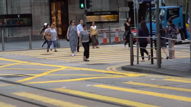 Hong Kong China April 2019 Slow Motion Van Drukke Straten — Stockvideo