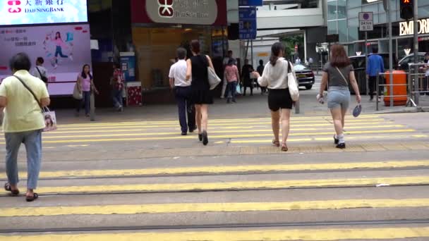 Hongkong Kina April 2019 Slow Motion Upptagen Gatorna Des Voeux — Stockvideo
