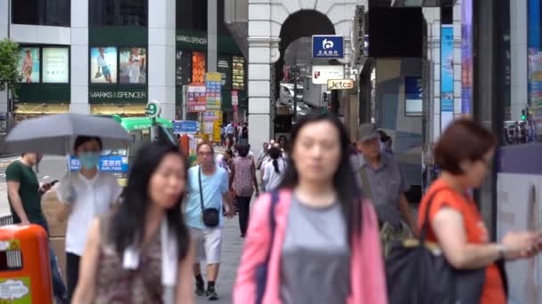 Hong Kong China Abril 2019 Movimiento Lento Calles Ocupadas Del — Vídeos de Stock