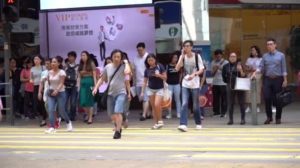 Гонконг Китай Апреля 2019 Года Медленное Движение Оживленных Улиц Центрального — стоковое видео