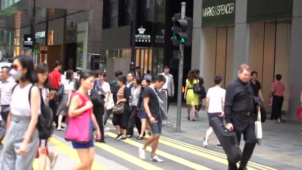 Hong Kong China April 2019 Slow Motion Van Drukke Straten — Stockvideo