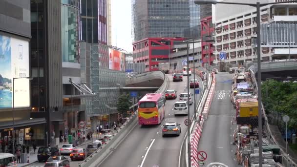 2019 中央地区の香港交通渋滞のスローモーション 彼のは香港の忙しい幹線道路の1つです — ストック動画