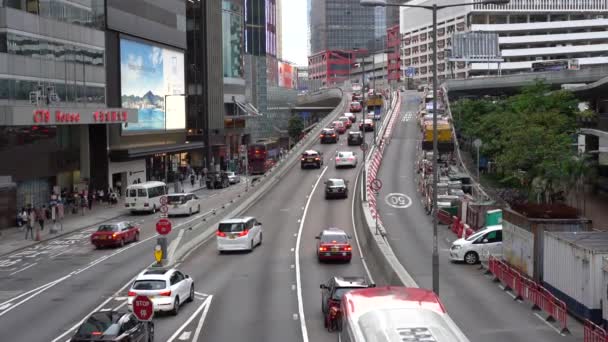 2019 中央地区の香港交通渋滞のスローモーション 彼のは香港の忙しい幹線道路の1つです — ストック動画