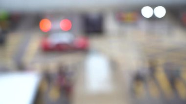 Bulanık Hong Kong şehir gecesi; Gece Hong Kong Trafik Bokeh görünümü; Yavaş Çekim