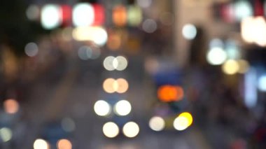 Bulanık Hong Kong şehir gecesi; Gece Hong Kong Trafik Bokeh görünümü; Yavaş Çekim