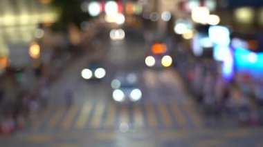 Bulanık Hong Kong şehir gecesi; Gece Hong Kong Trafik Bokeh görünümü; Yavaş Çekim