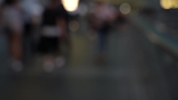 Blurred People Crossing Pedestrian Bridge Slow Motion — Stock Video