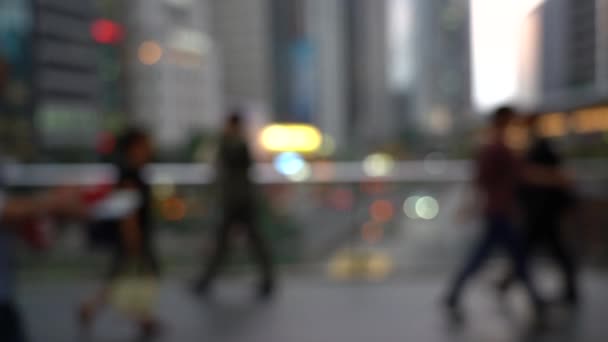 Blurred People Crossing Pedestrian Bridge Slow Motion — Stock Video