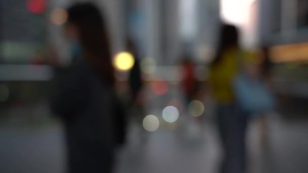 Blurred People Crossing Pedestrian Bridge Slow Motion — Stock Video