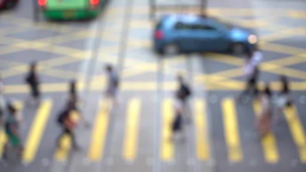 Blurred People Busy Crosswalk Slow Motion — Stock Video