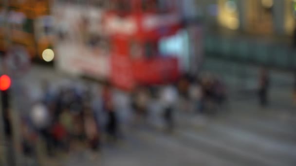 Blurred People Busy Crosswalk Slow Motion — Stock Video