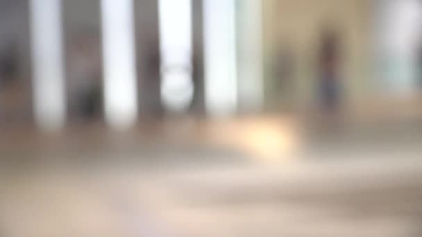 Blurred People Walking Shopping Mall Slow Motion — Video