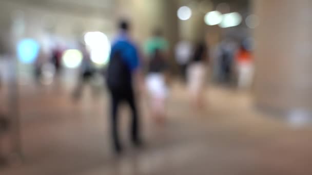 Blurred People Walking Shopping Mall Slow Motion — Video