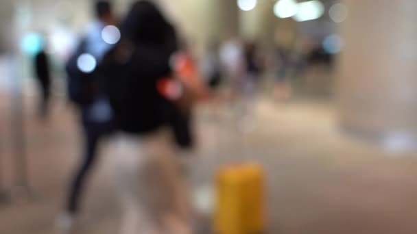 Blurred People Walking Shopping Mall Slow Motion — Video