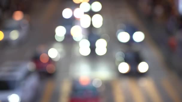 Hong Kong Città Notte Sfocatura Bokeh Vista Del Traffico Hong — Video Stock