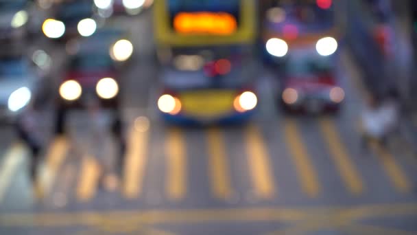 Hongkong Stadt Nacht Unschärfe Bokeh Blick Auf Hongkong Verkehr Der — Stockvideo