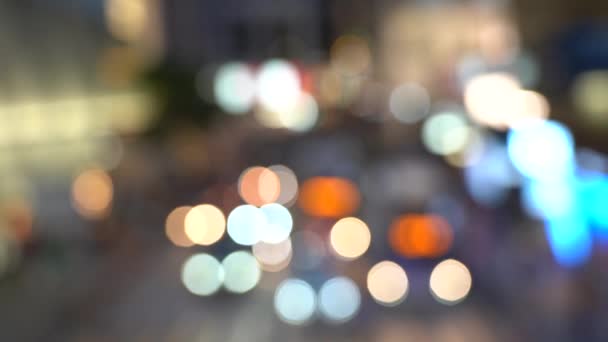 Hong Kong Città Notte Sfocatura Bokeh Vista Del Traffico Hong — Video Stock