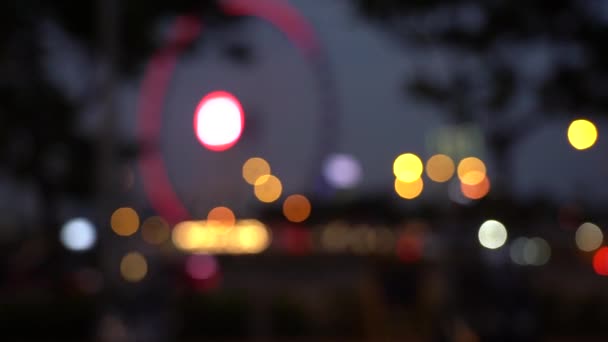 Hong Kong Città Notte Sfocatura Bokeh Vista Del Traffico Hong — Video Stock