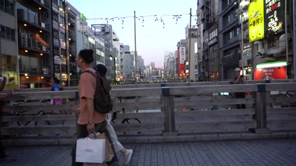 Осака Япония Июня 2019 Года Замедленное Движение Туристов Посещающих Дотонбори — стоковое видео