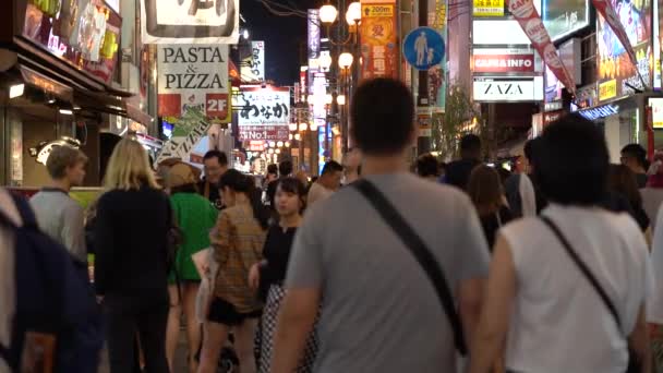 Osaka Japan June 2019 Slow Motion Tourists Visiting Dotonbori Night — Stock Video