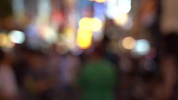 Onscherpe Achtergrond Van Dotonbori Gebied Winkelstraat Slow Motion — Stockvideo