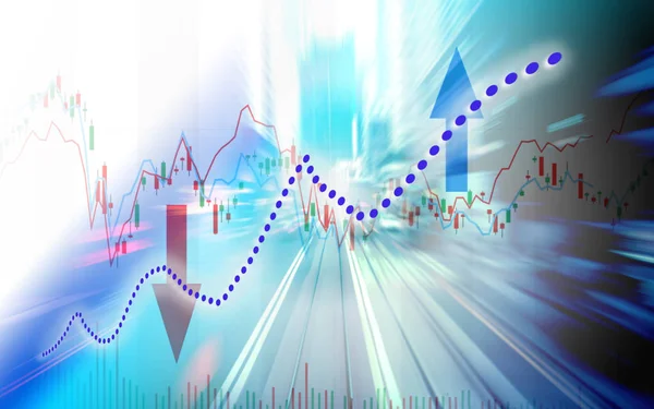 Finansiera aktiemarknaden med ljus prövningar bakgrund. Index diagram c — Stockfoto