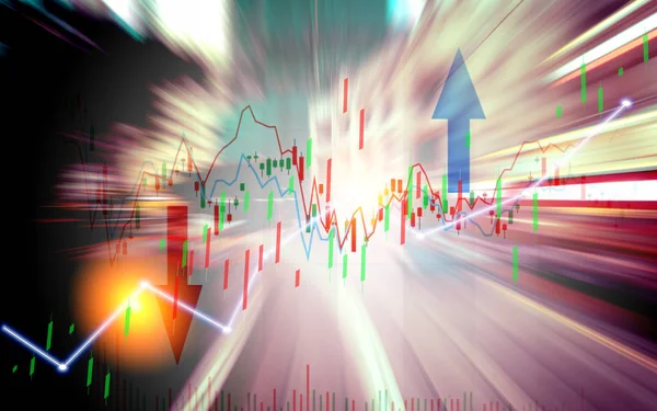 Finansiera aktiemarknaden med ljus prövningar bakgrund. Index diagram c — Stockfoto