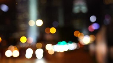Bulanık Hong Kong şehir gecesi; Gece Hong Kong Trafik Bokeh görünümü
