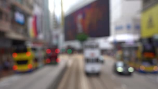 Vista Bokeh Del Tráfico Busto Hong Kong — Vídeos de Stock