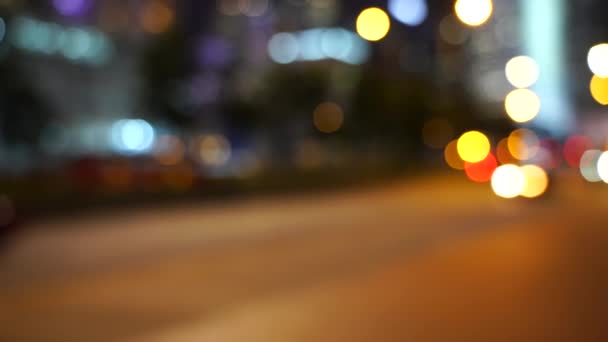 Hong Kong Noche Ciudad Desenfoque Bokeh Vista Del Tráfico Hong — Vídeo de stock