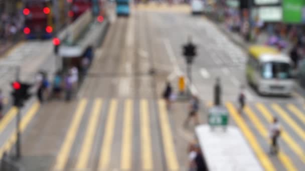 Homályos Tömeg Emberek Hong Kong Elfoglalt Crosswalk Lassított Mozgás — Stock videók